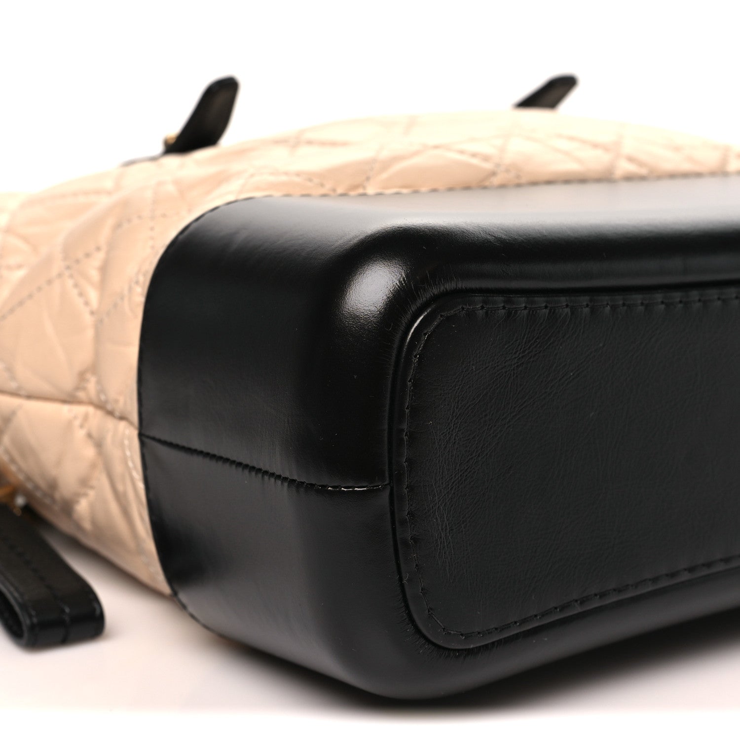 Aged Calfskin Quilted Medium Gabrielle Shopping Tote Beige Black