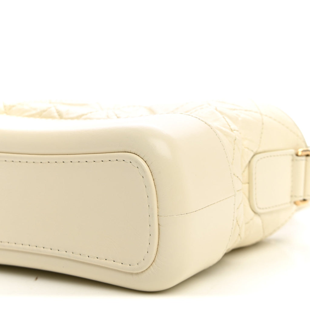 Aged Calfskin Quilted Small Gabrielle Hobo White