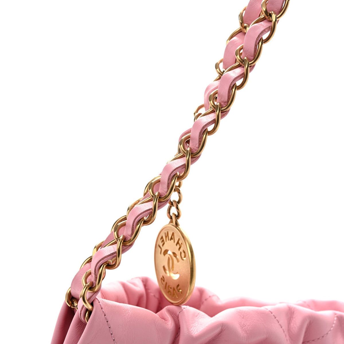 Shiny Calfskin Quilted Small Chanel 22 Dark Pink