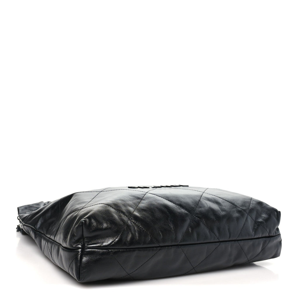 Shiny Calfskin Quilted Large Chanel 22 So Black