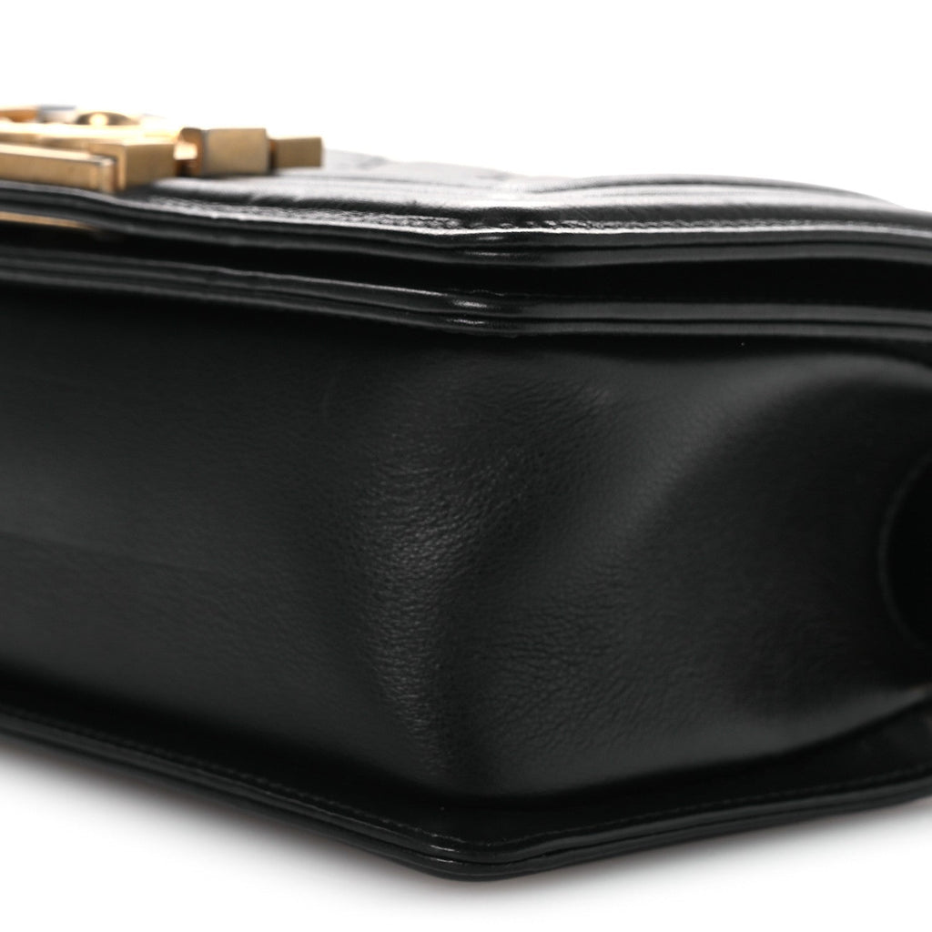 Lambskin Quilted Small Boy Flap Black