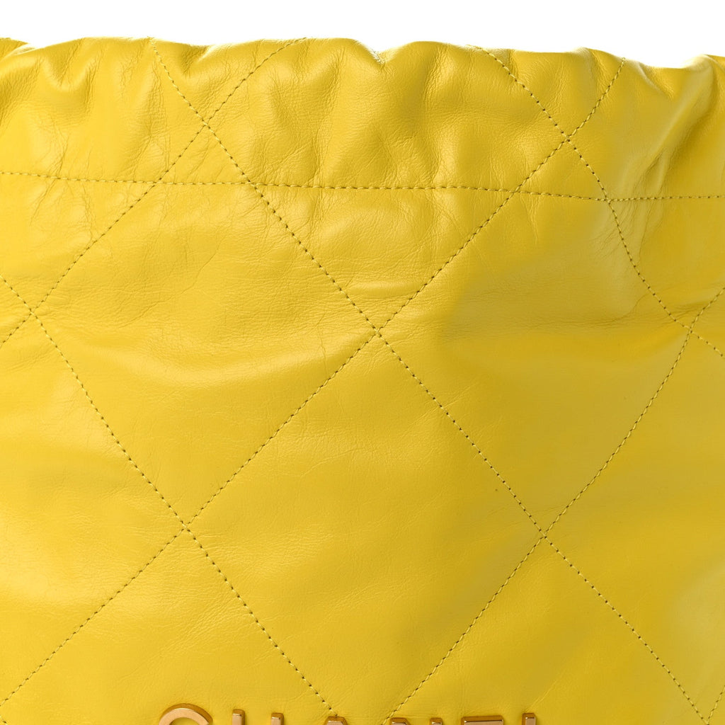 Shiny Calfskin Quilted Small Chanel 22 Yellow