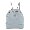 Aged Calfskin Quilted Small Gabrielle Backpack Light Blue