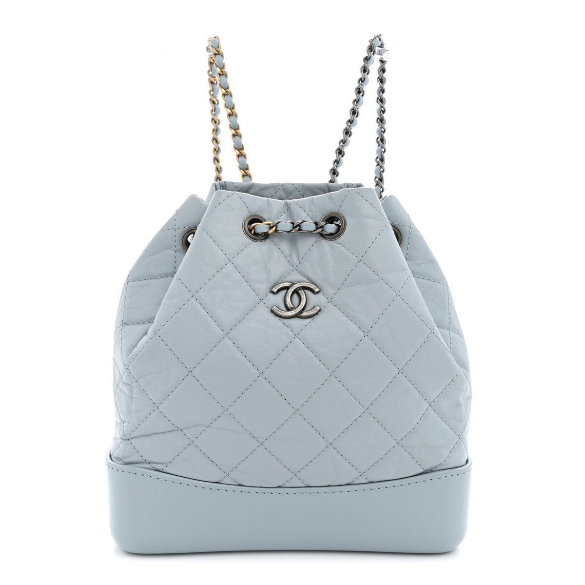 Aged Calfskin Quilted Small Gabrielle Backpack Light Blue