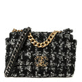 Tweed Quilted Medium Chanel 19 Flap Black Silver Ecru
