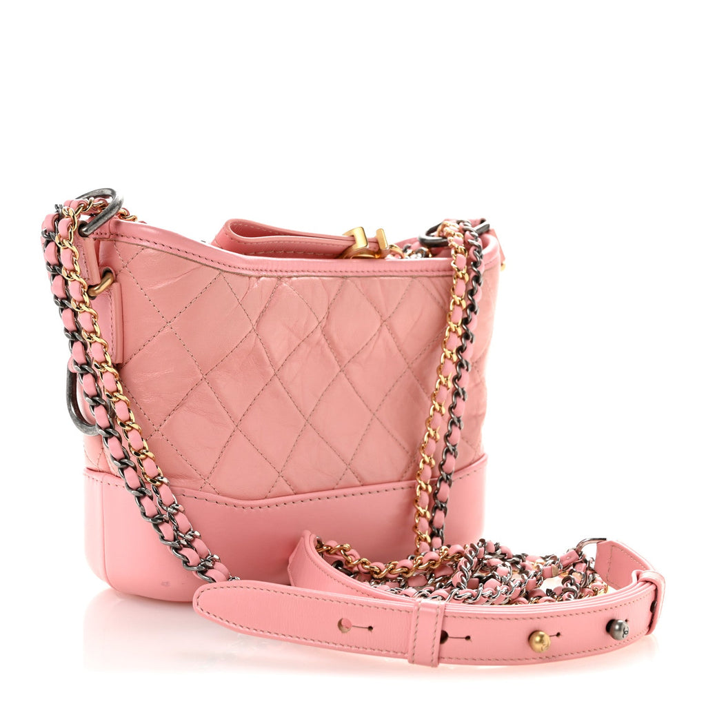 Aged Calfskin Quilted Small Gabrielle Hobo Pink