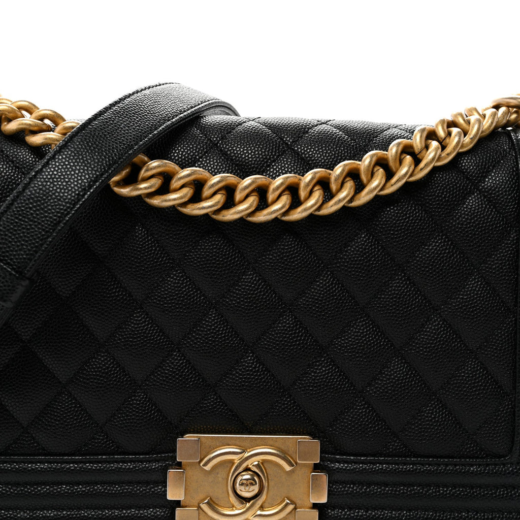 Caviar Quilted Medium Boy Flap Black