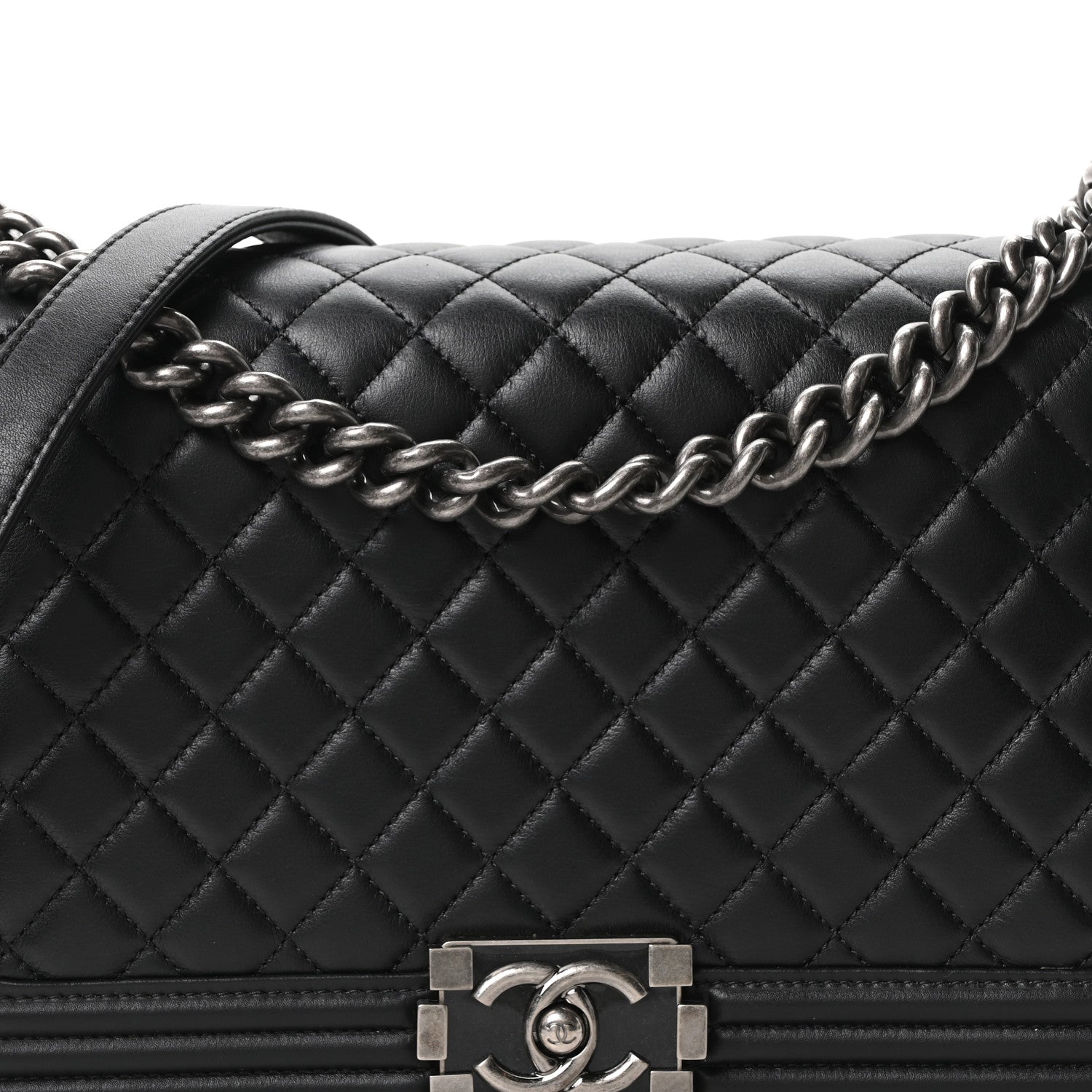 Calfskin Quilted New Medium Boy Flap Black