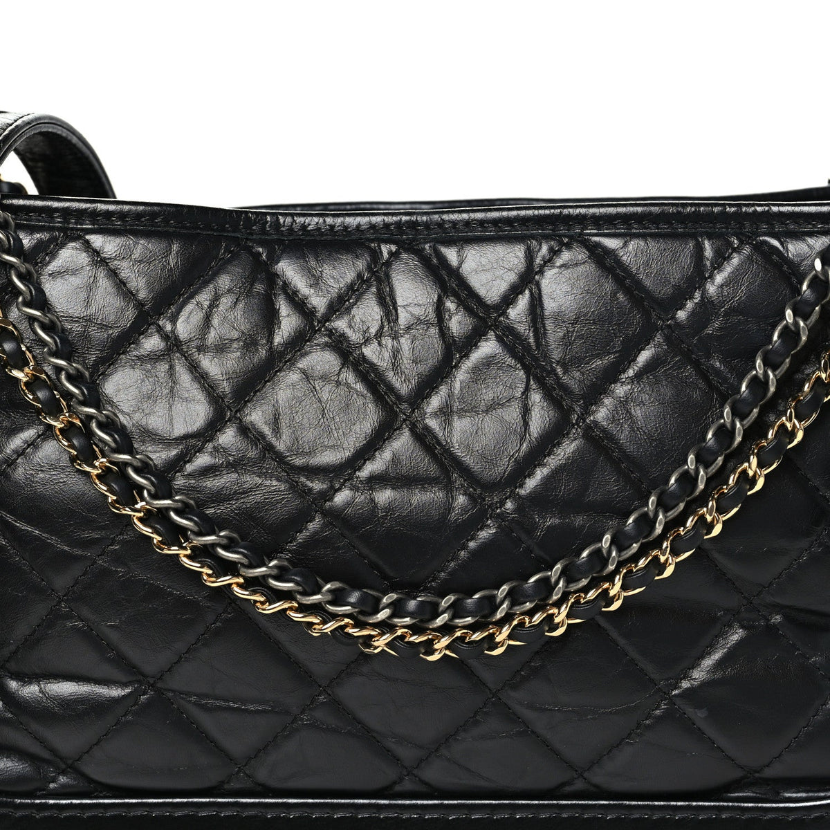 Aged Calfskin Quilted Medium Gabrielle Hobo Black