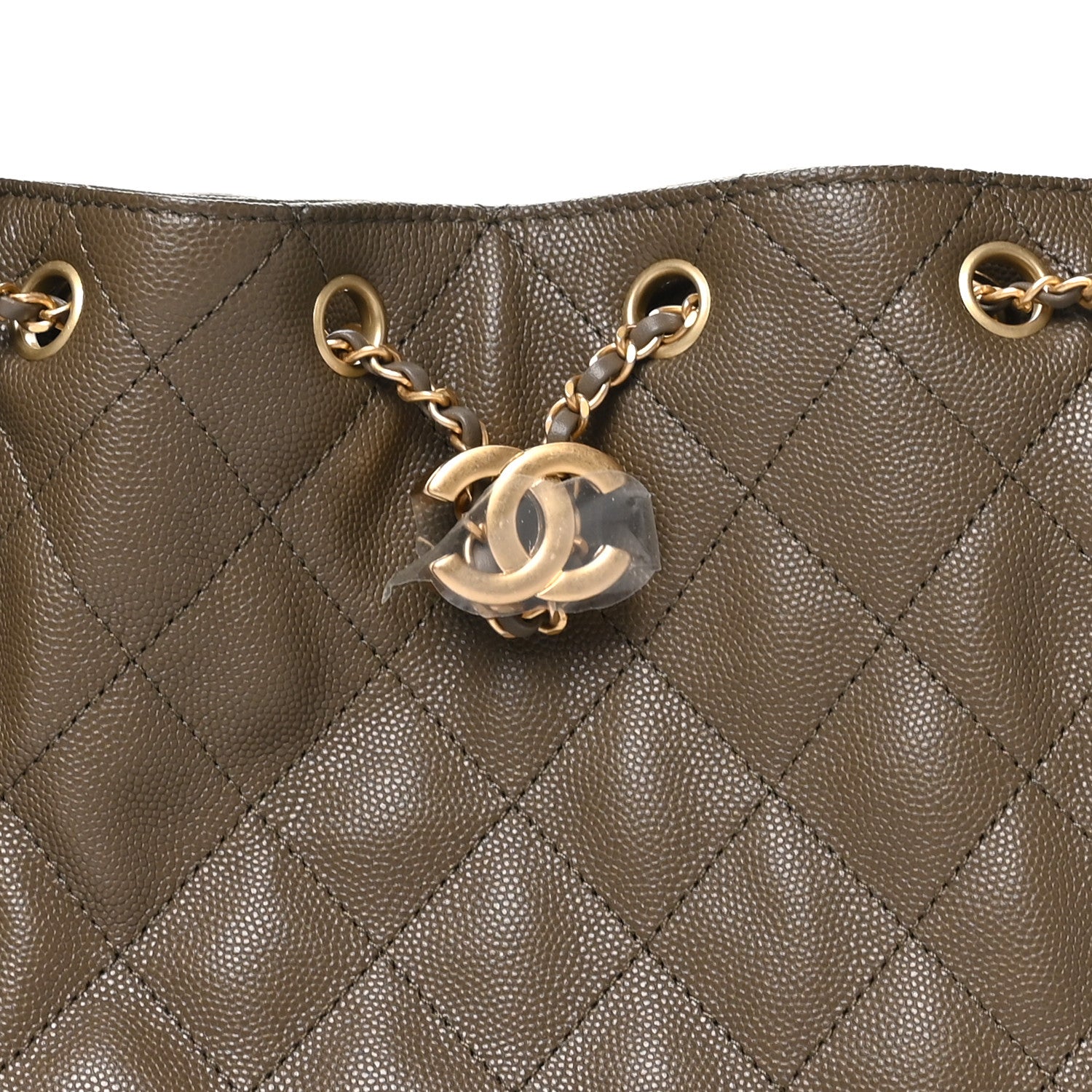 Caviar Quilted Small Chanel 25 Handbag Dark Khaki