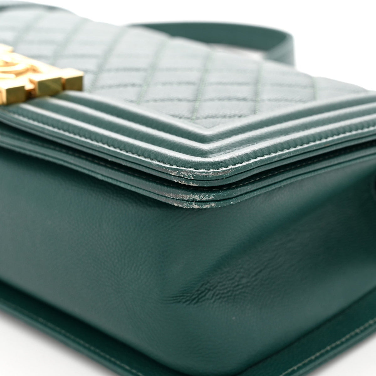 Caviar Quilted Medium Boy Flap Dark Green