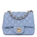 Lambskin Quilted Mini Square Flap Blue