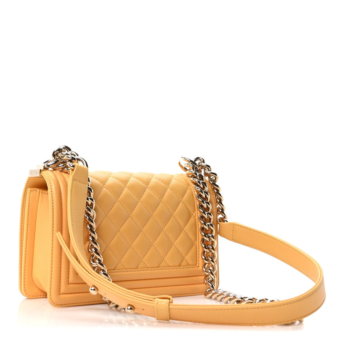 Calfskin Quilted Small Boy Flap Yellow