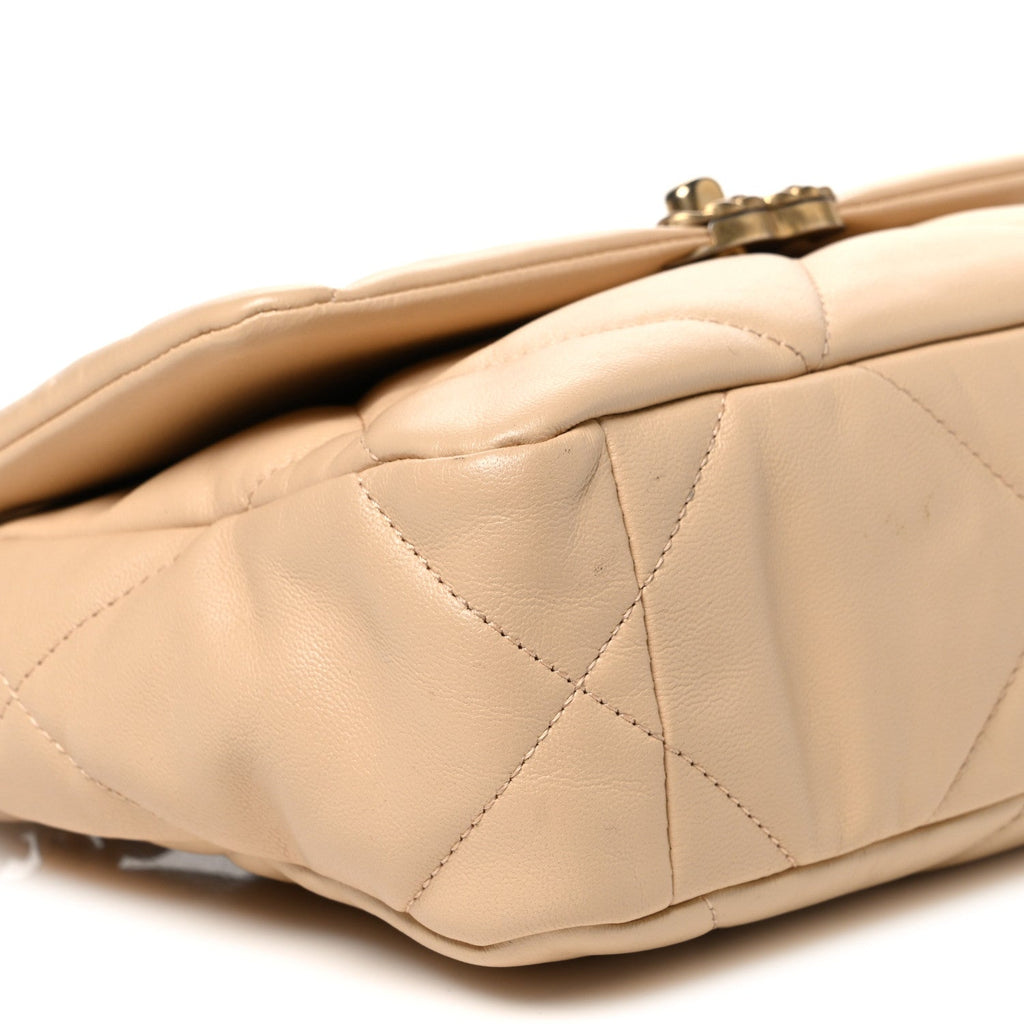 Goatskin Quilted Medium Chanel 19 Flap Beige