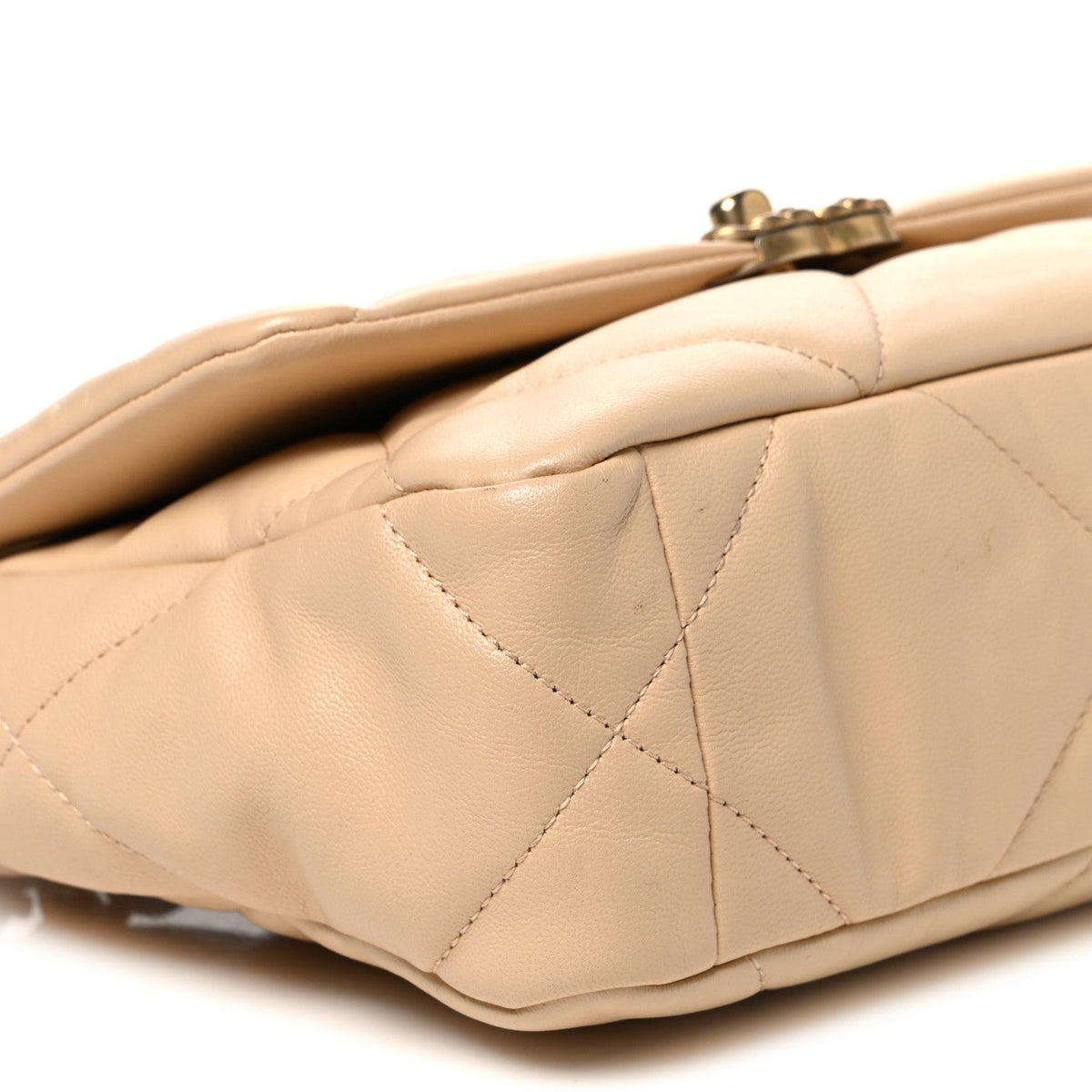 Goatskin Quilted Medium Chanel 19 Flap Beige