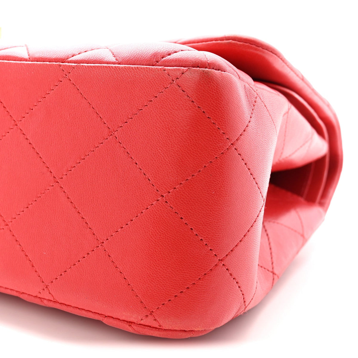 Lambskin Quilted Jumbo Double Flap Red