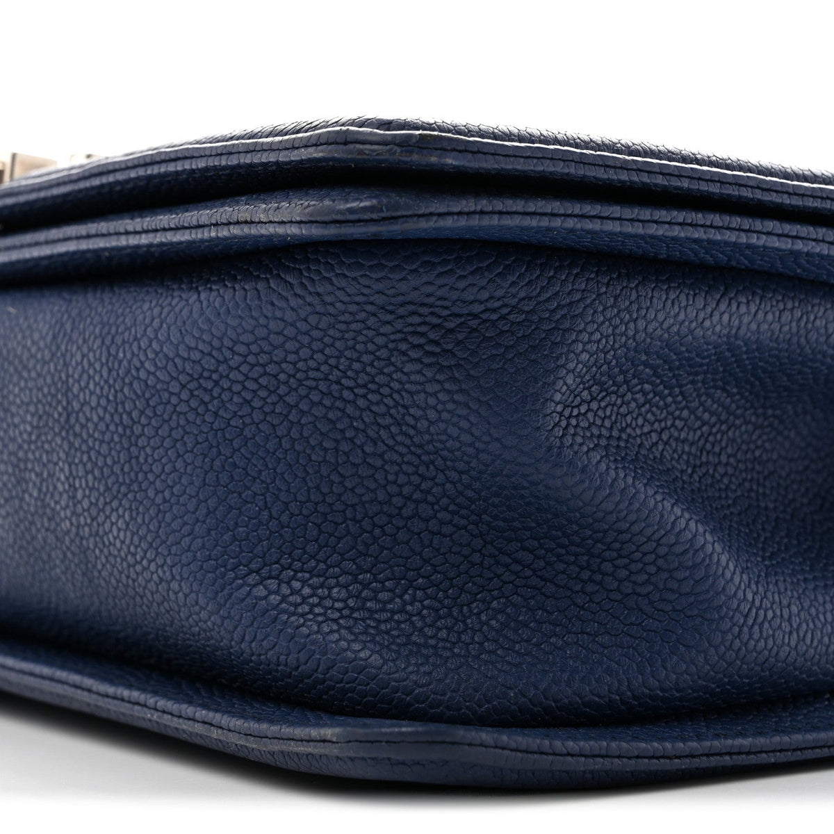 Caviar Quilted Medium Boy Flap Dark Blue