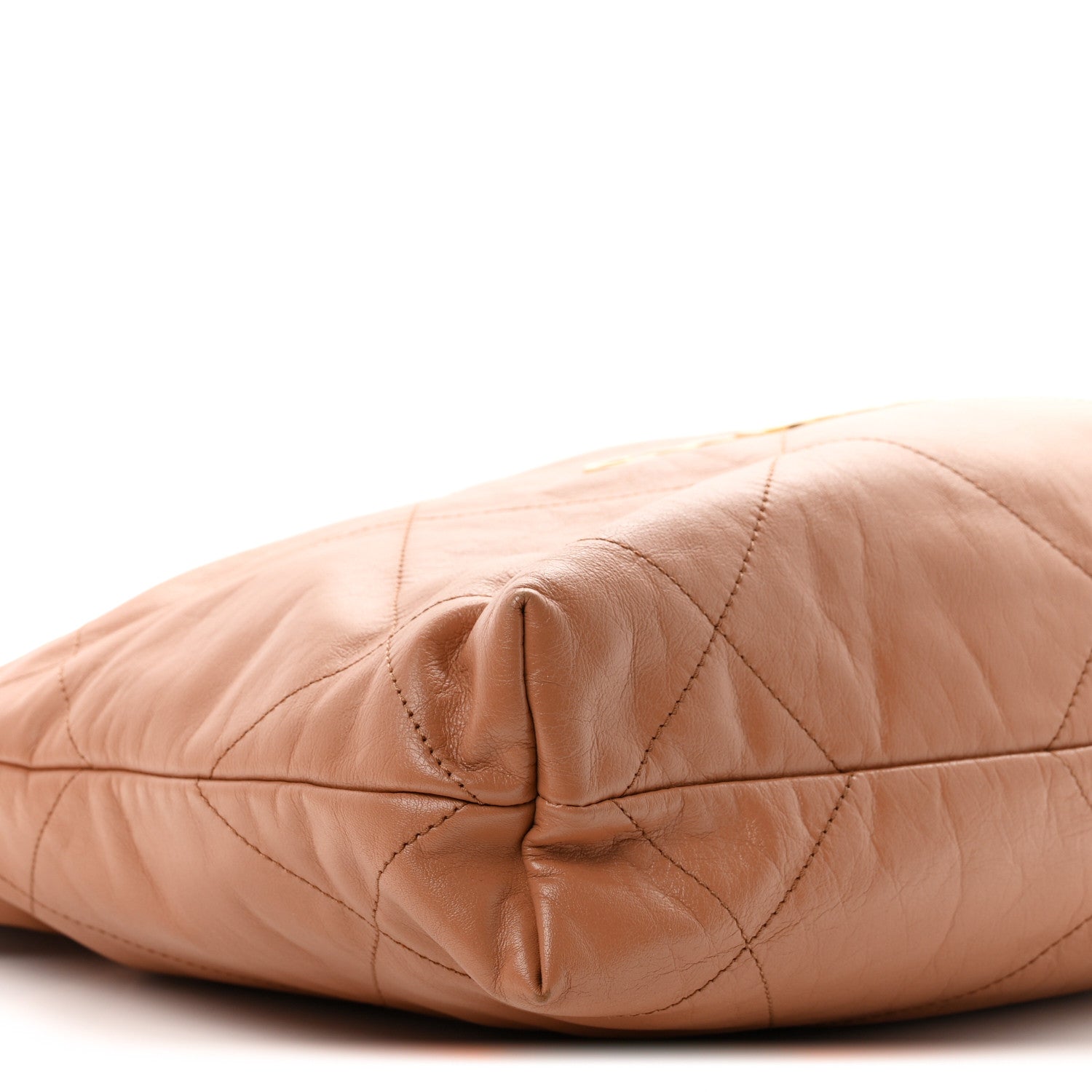 Shiny Calfskin Quilted Small Chanel 22 Camel