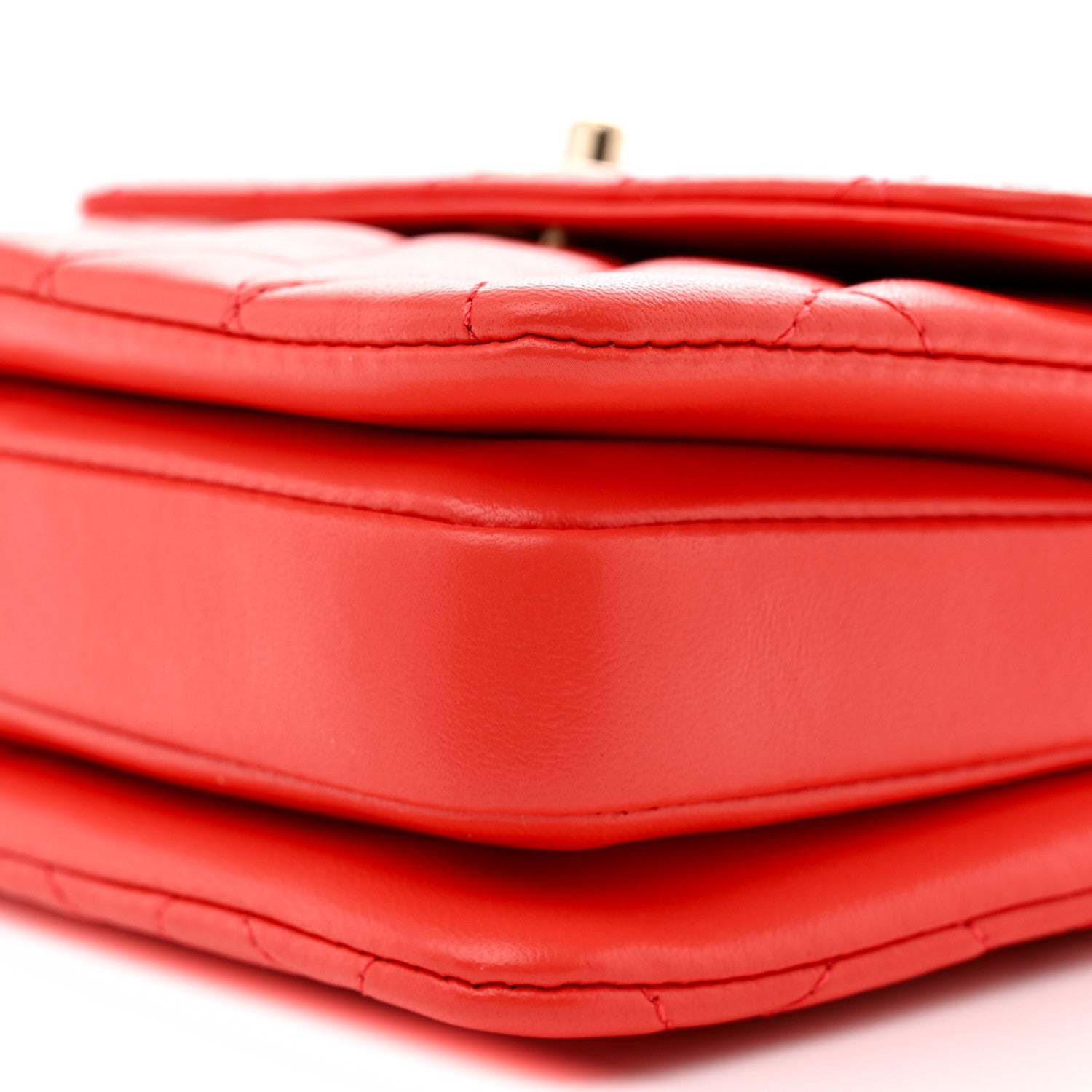 Lambskin Quilted Mini Trendy CC Dual Handle Flap Bag Dark Orange