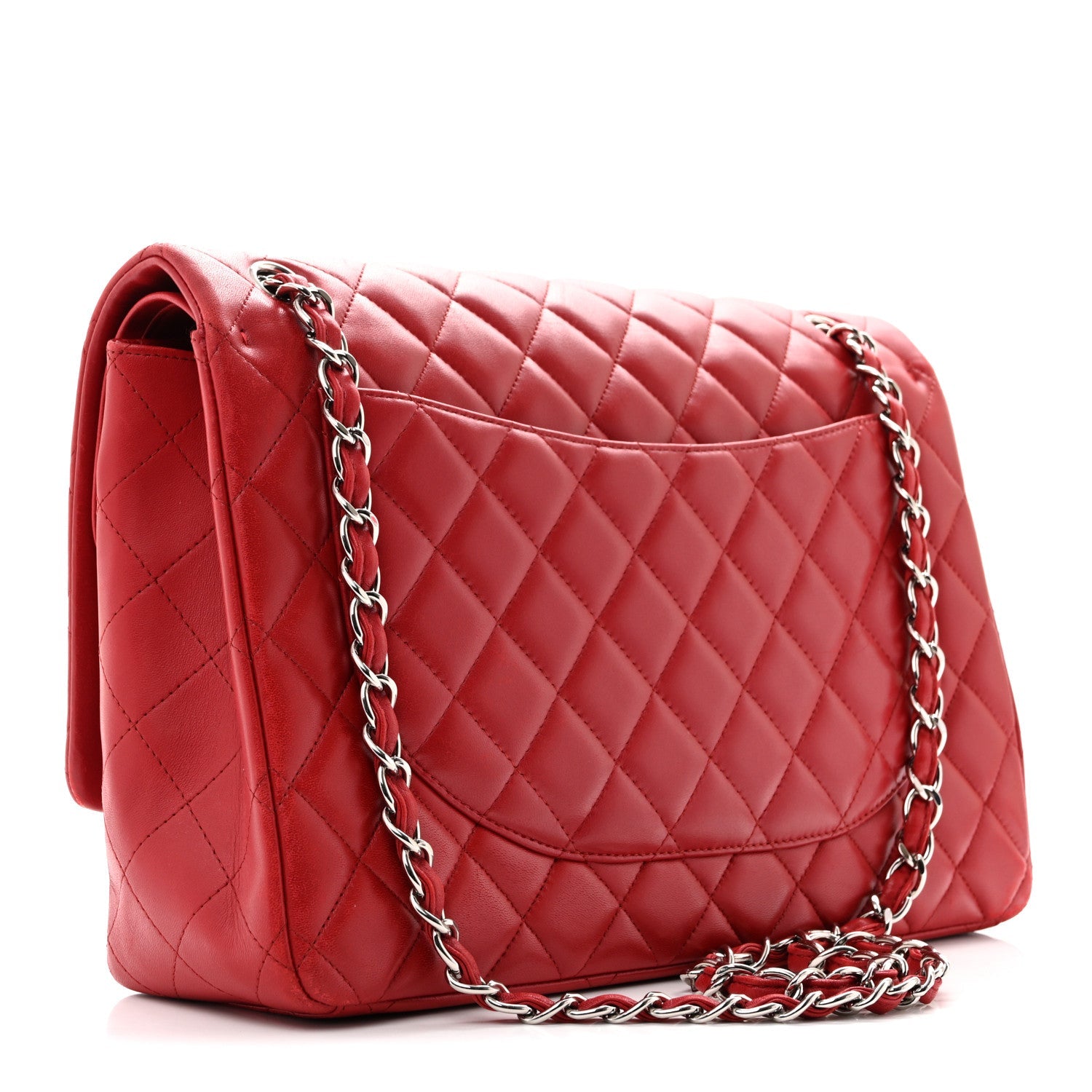 Lambskin Quilted Maxi Double Flap Red