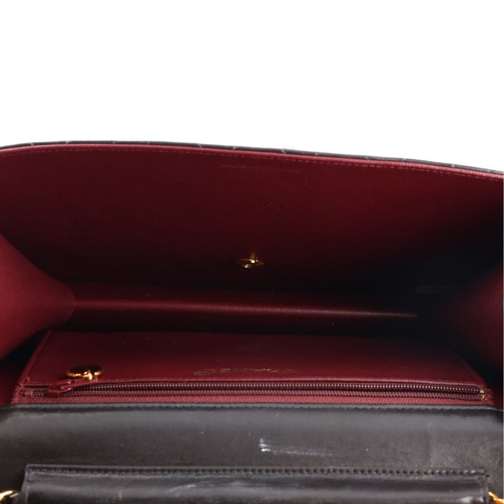 Lambskin Medium Double Flap Dark Brown