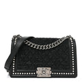Calfskin Pearl Tweed Medium Boy Flap Black
