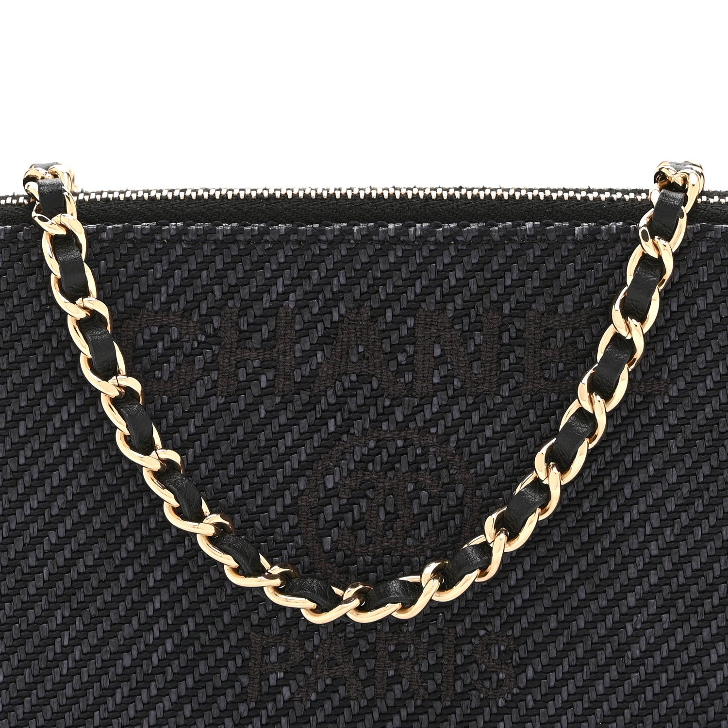 Lurex Straw Small Deauville Clutch With Chain Blue