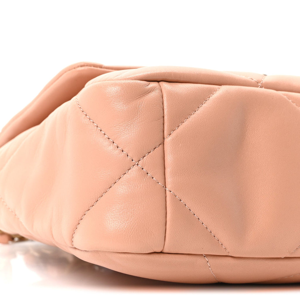 Lambskin Quilted Medium Chanel 19 Flap Beige