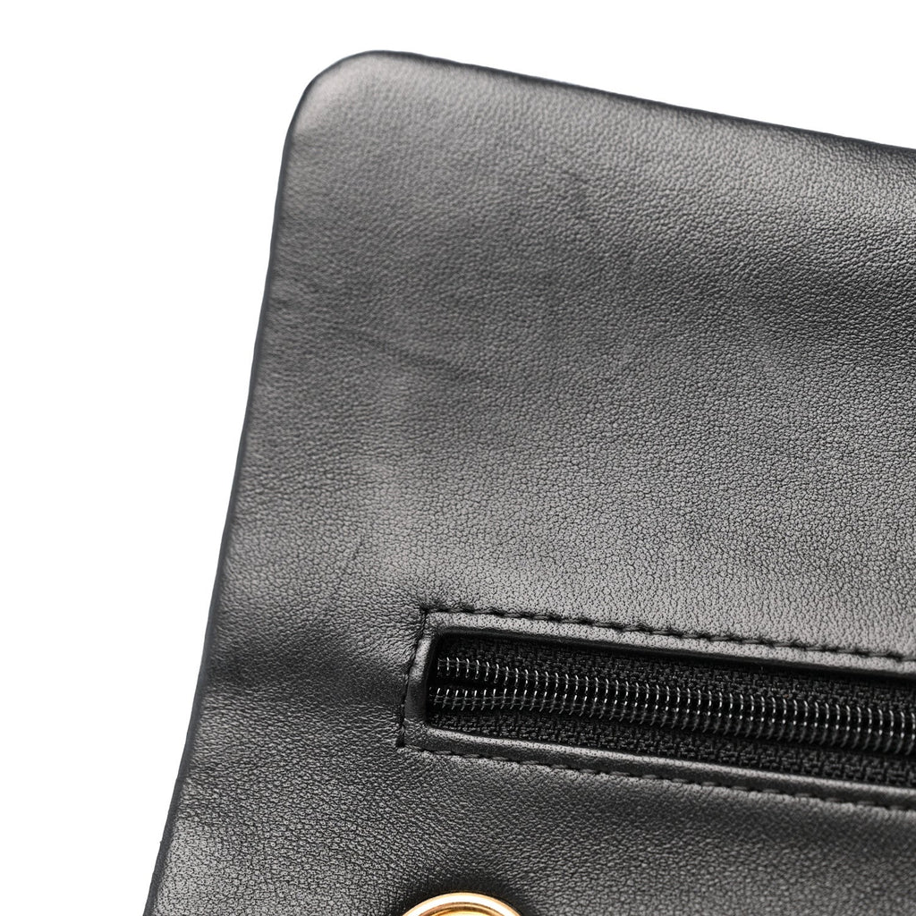 Lambskin Quilted Medium Double Flap Black