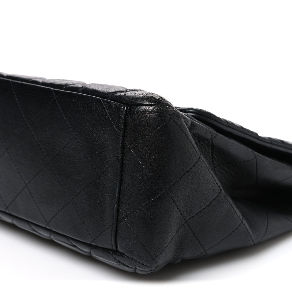 Lambskin Quilted Maxi Double Flap Black