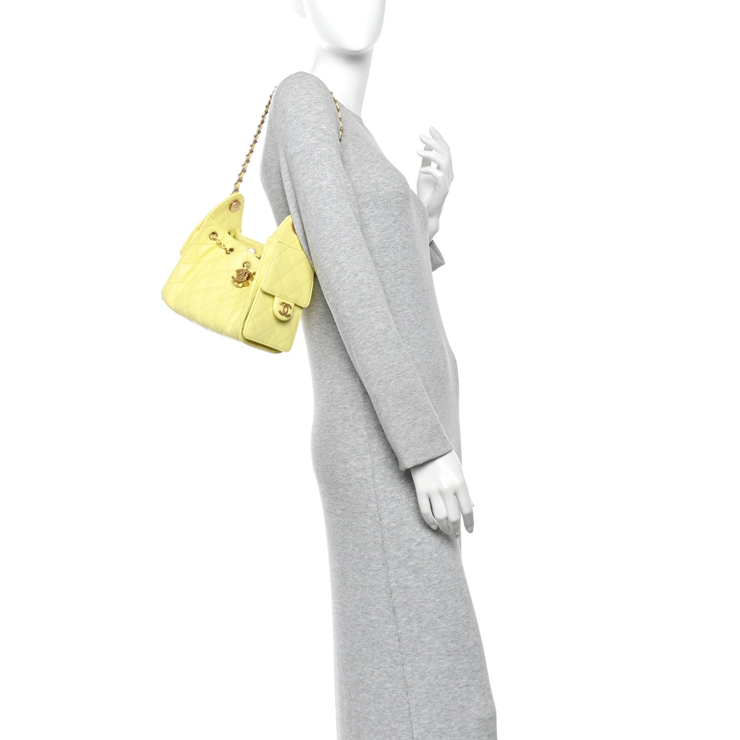 Caviar Quilted Mini Chanel 25 Handbag Light Yellow