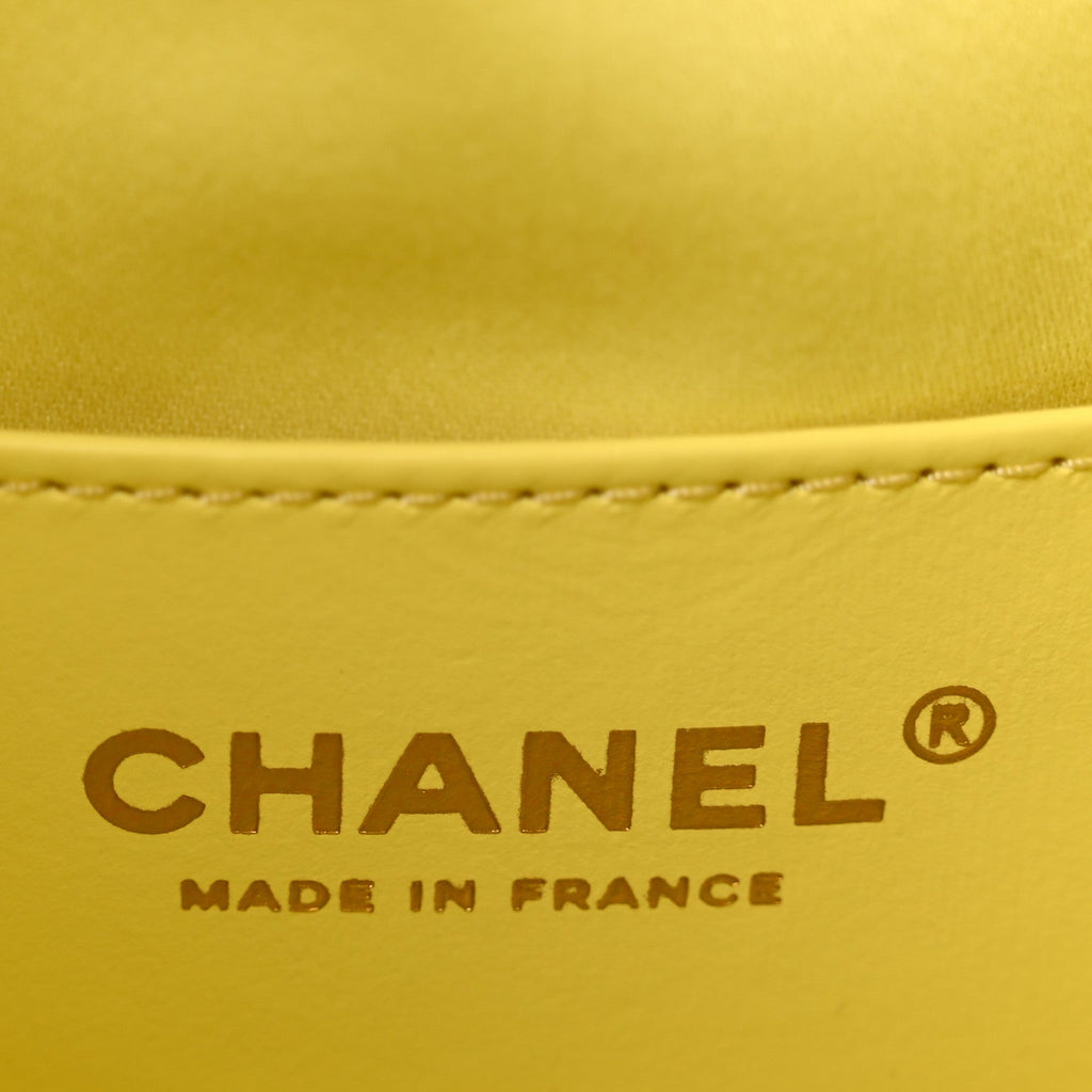 Caviar Quilted Small Chanel 25 Handbag Light Yellow