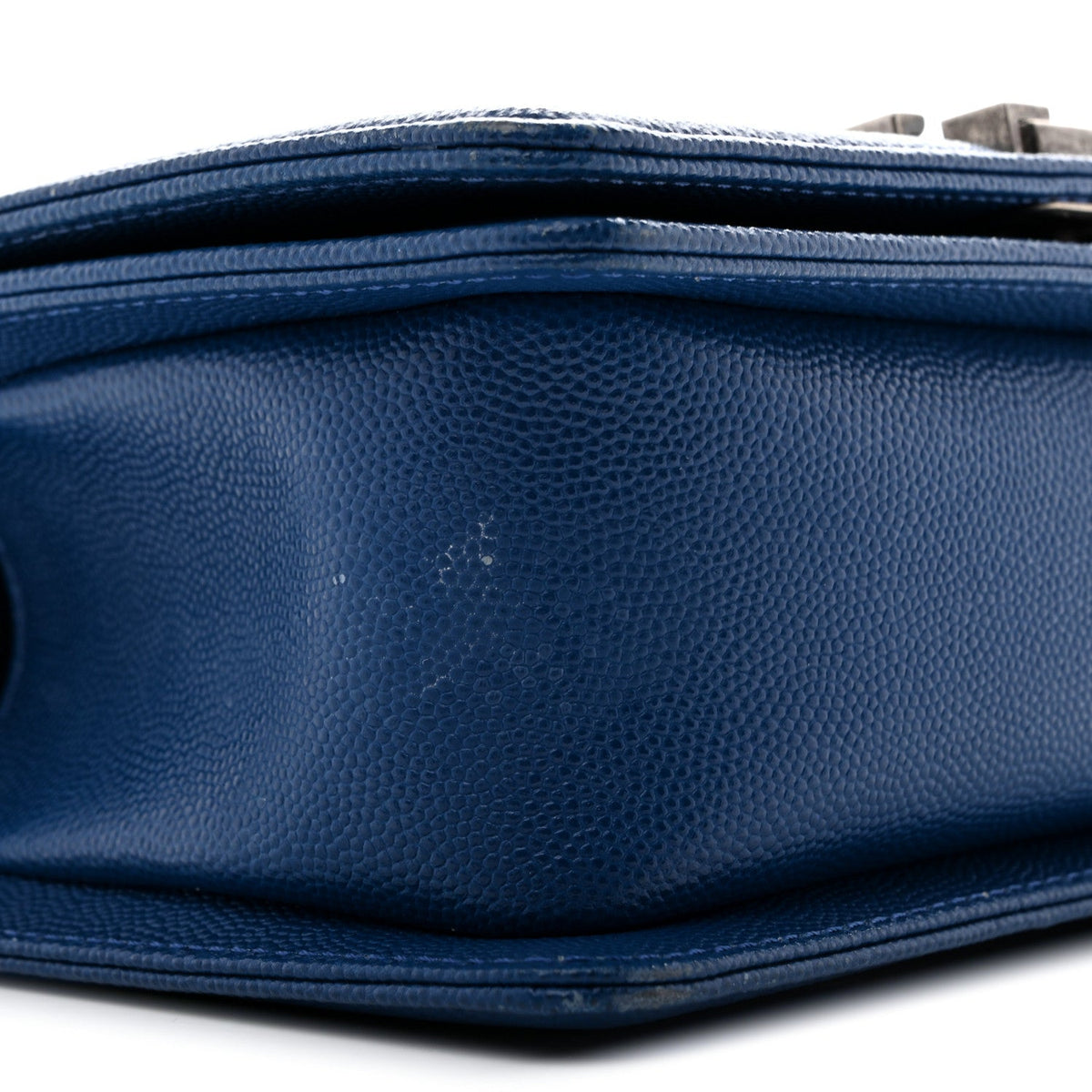 Caviar Quilted Small Boy Flap Dark Blue