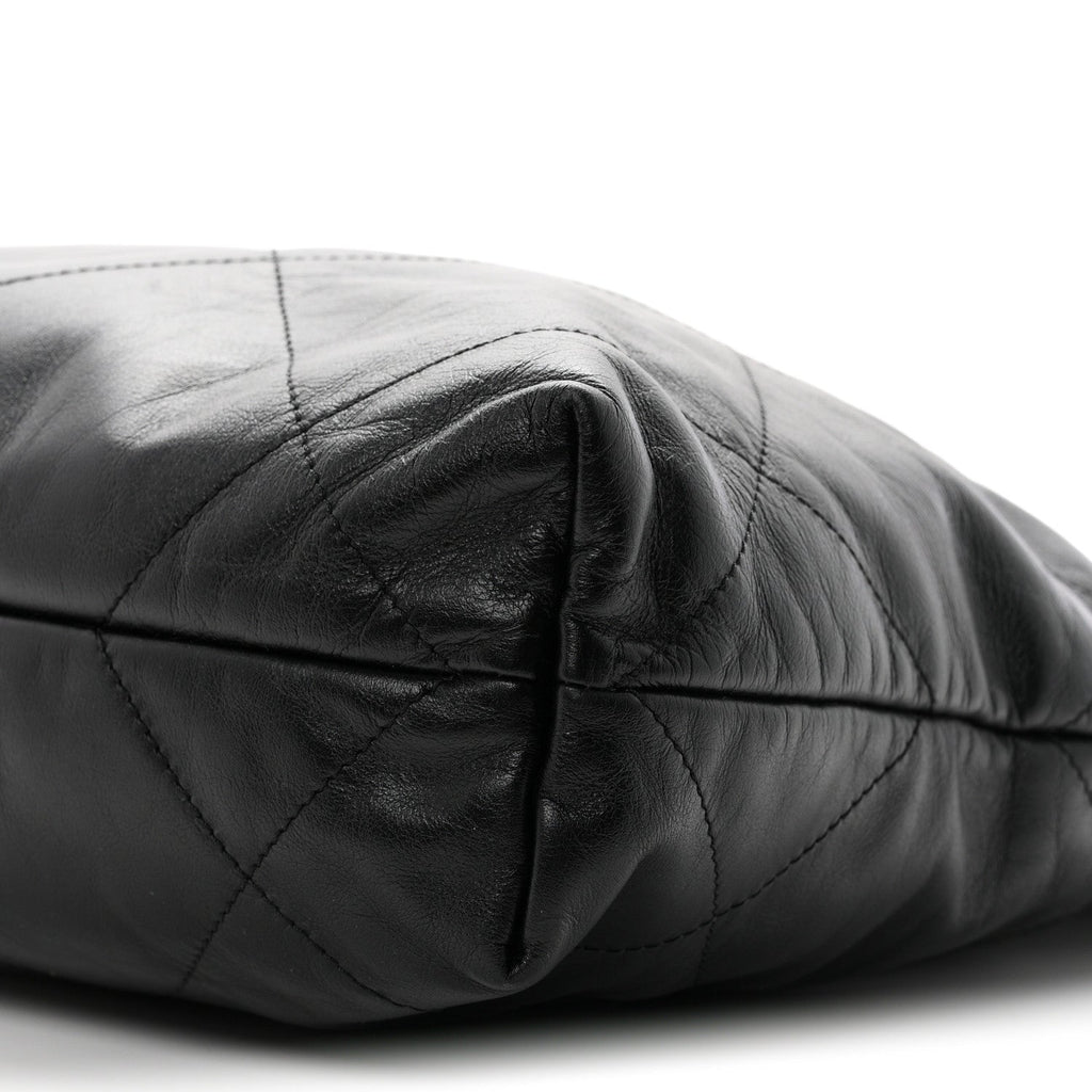 Shiny Calfskin Quilted Small Chanel 22 Black