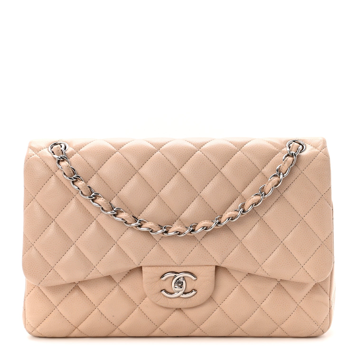 Caviar Quilted Jumbo Double Flap Light Pink
