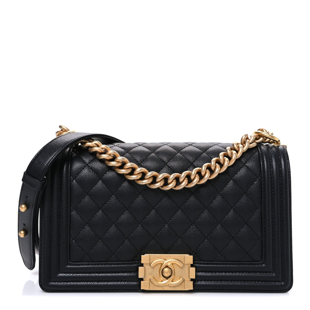 Caviar Quilted Medium Boy Flap Black