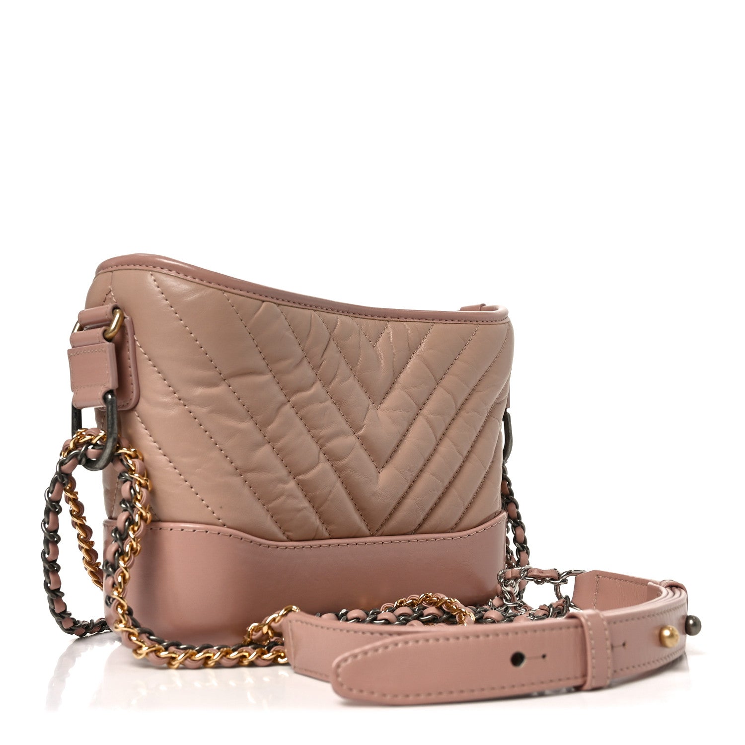 Aged Calfskin Chevron Quilted Small Gabrielle Hobo Pink