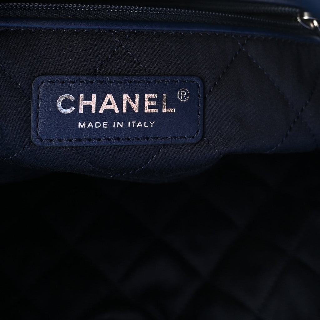 Shiny Calfskin Quilted Small Chanel 22 Navy
