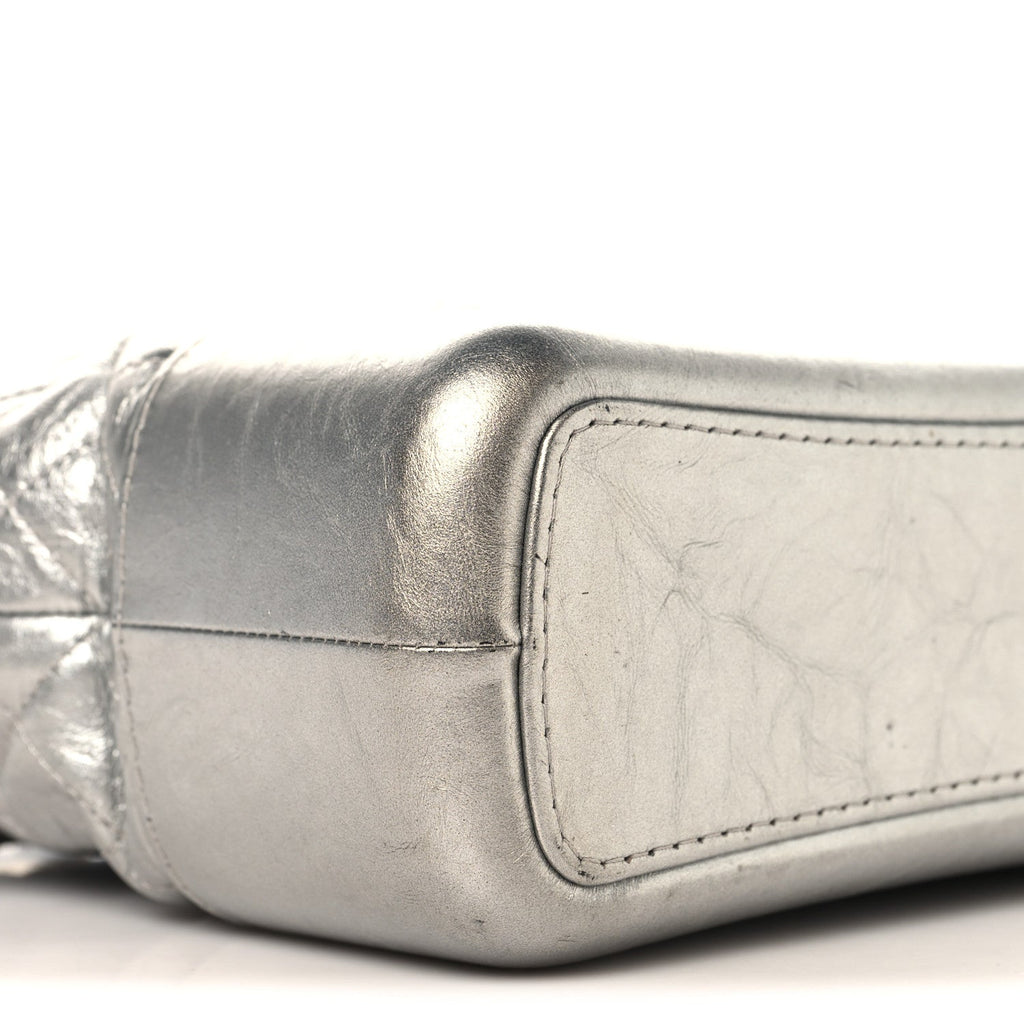 Metallic Lambskin Calfskin Quilted Medium Gabrielle Hobo Silver