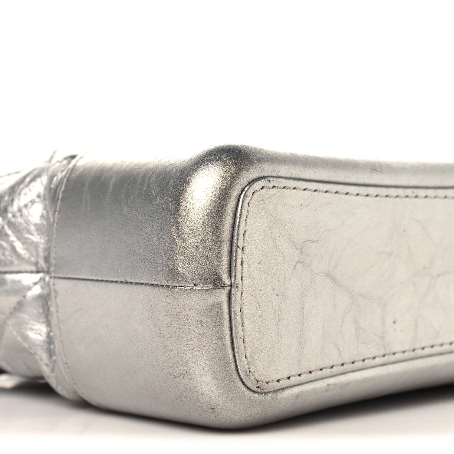 Metallic Lambskin Calfskin Quilted Medium Gabrielle Hobo Silver