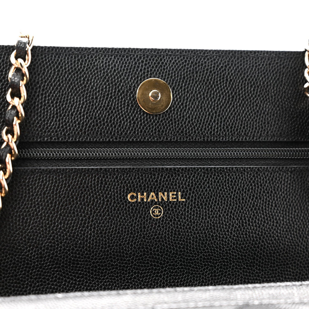 Caviar Quilted Wallet With Charms On Chain WOC Black