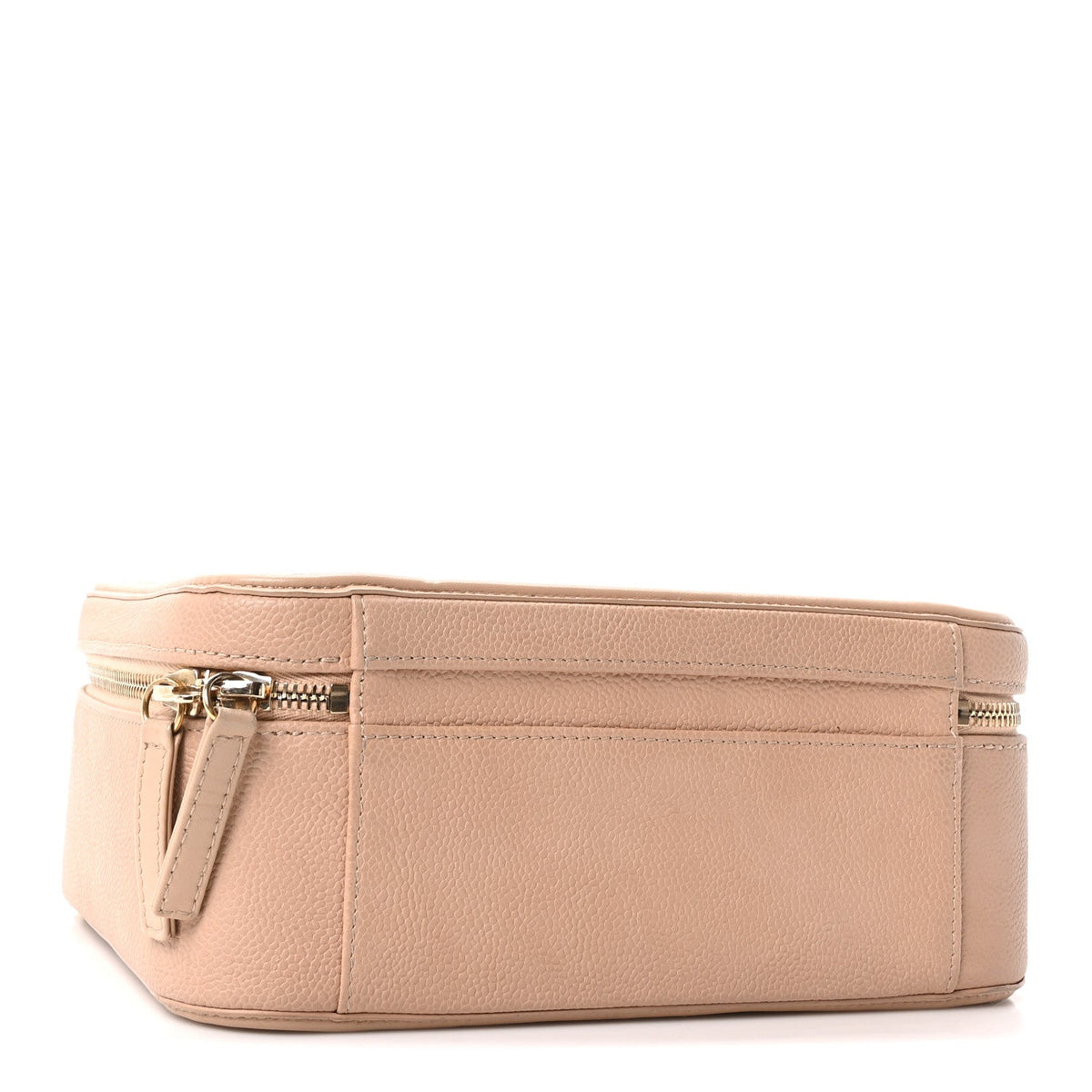 Caviar Quilted Large CC Filigree Vanity Case Beige