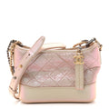 Iridescent Aged Calfskin Quilted Small Gabrielle Hobo Light Pink