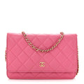 Caviar Quilted Wallet on Chain WOC Pink