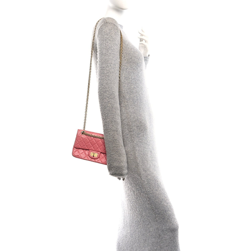 Aged Calfskin Quilted 2.55 Reissue Mini Flap Pink