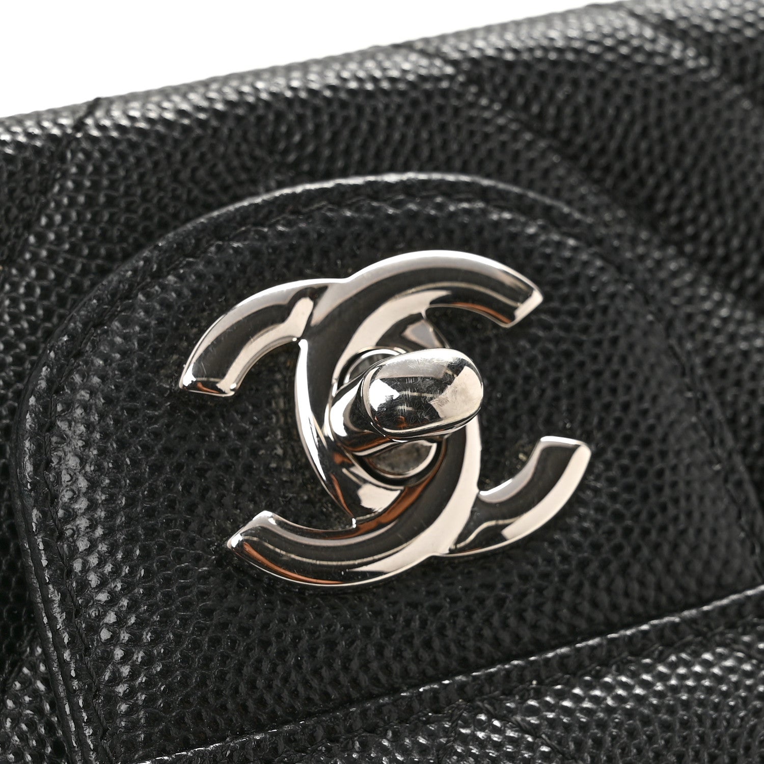 Caviar Chevron Quilted Mini Square Flap Black