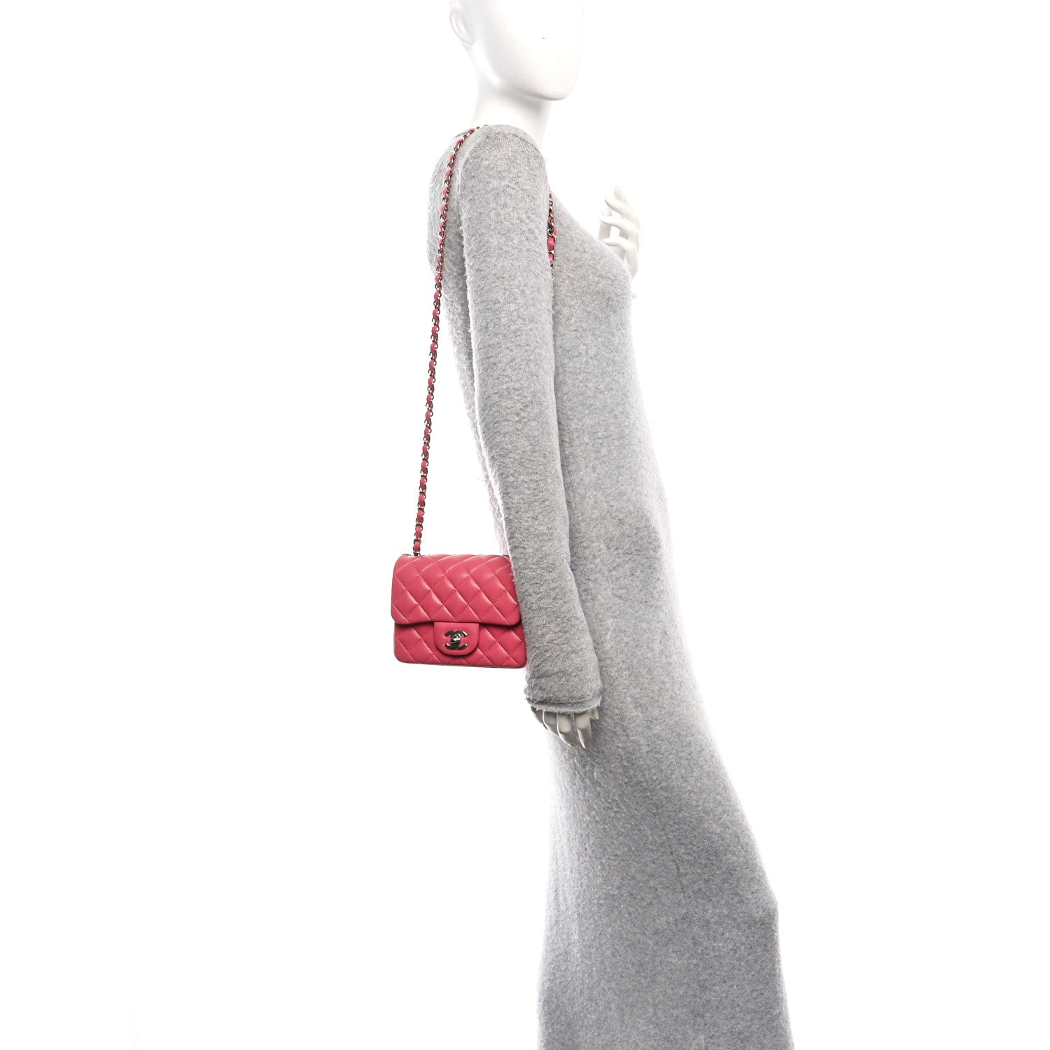 Lambskin Quilted Mini Square Flap Pink