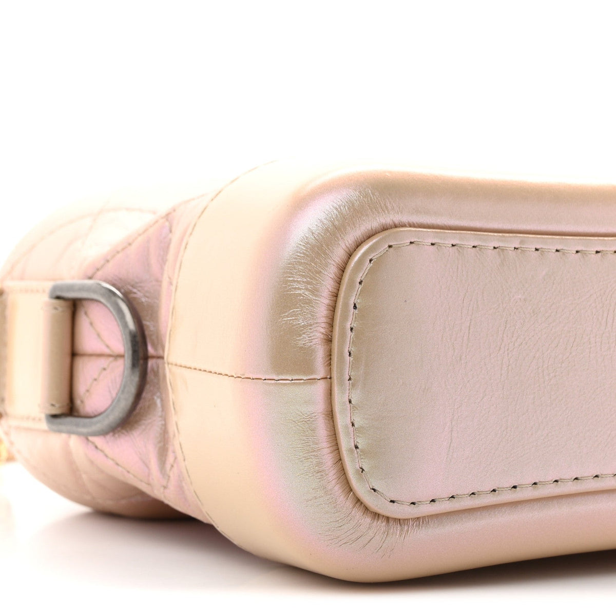 Iridescent Aged Calfskin Quilted Small Gabrielle Hobo Light Pink