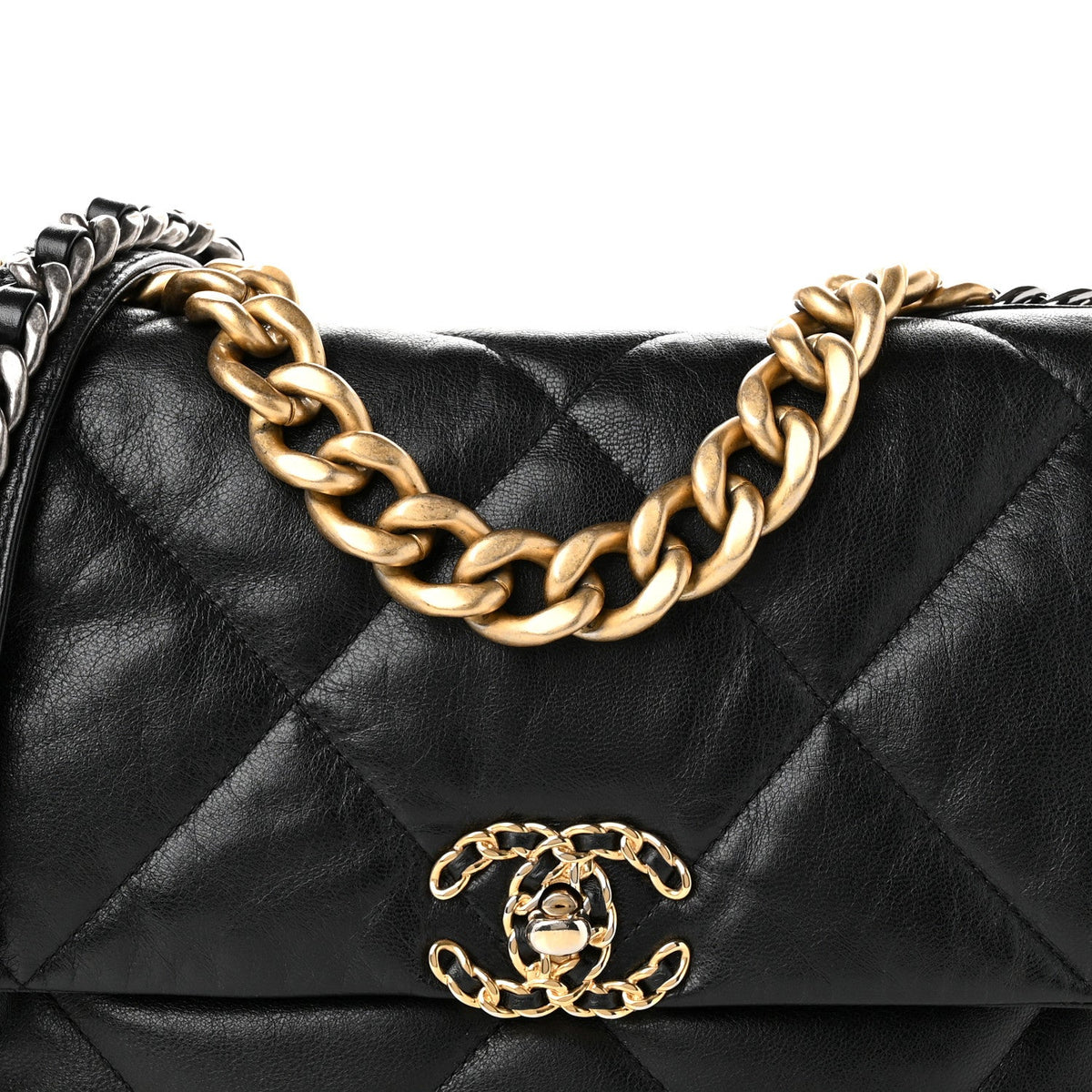 Lambskin Quilted Large Chanel 19 Flap Black