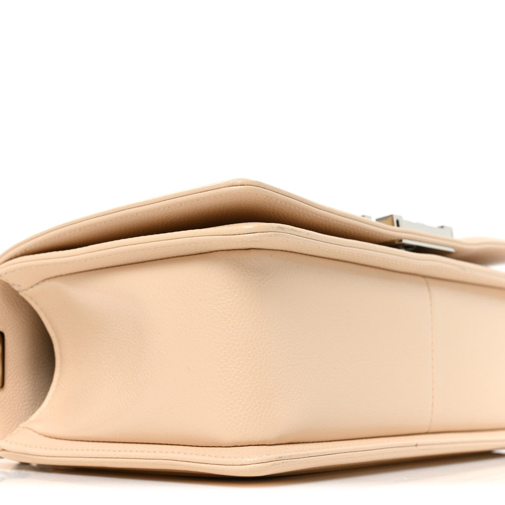 Caviar Quilted Medium Boy Flap Beige